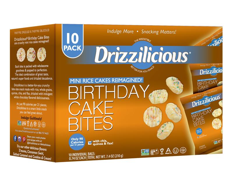 Drizzilicious Birthday Cake Mini Rice Cakes 0.74 oz (Pack of 10)