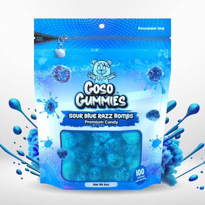 Goso Gummies Sour Blue Razz Viral Gusher Bombs 6oz Candy - Fruit Snack