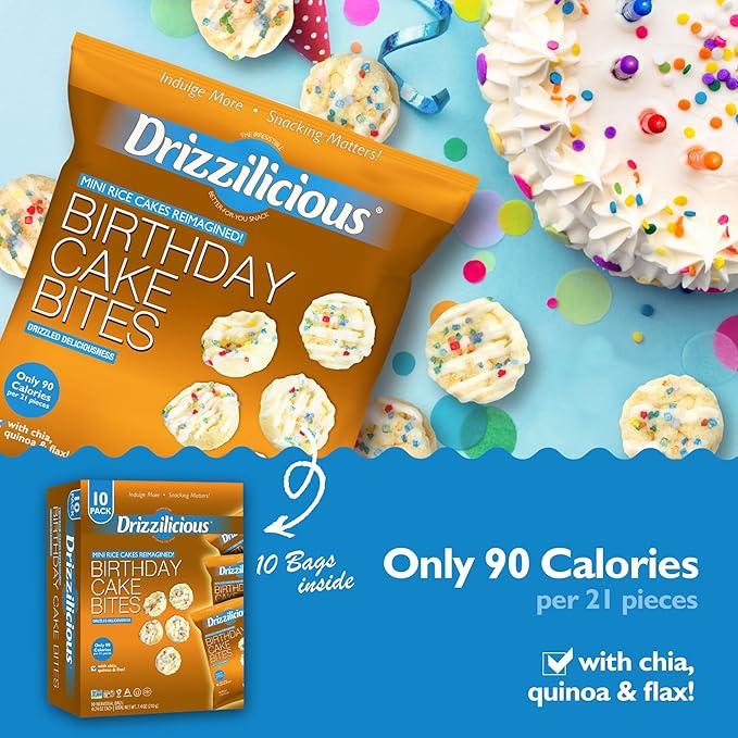 Drizzilicious Birthday Cake Mini Rice Cakes 0.74 oz (Pack of 10)