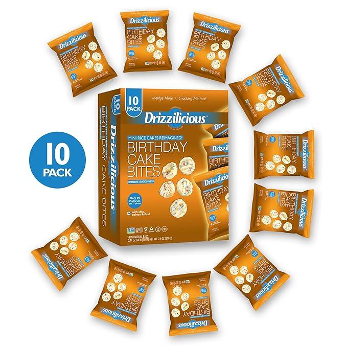 Drizzilicious Birthday Cake Mini Rice Cakes 0.74 oz (Pack of 10)
