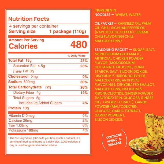 SAYLALA Super Wide Chili Oil Noodles | Instant Ramen - 440g